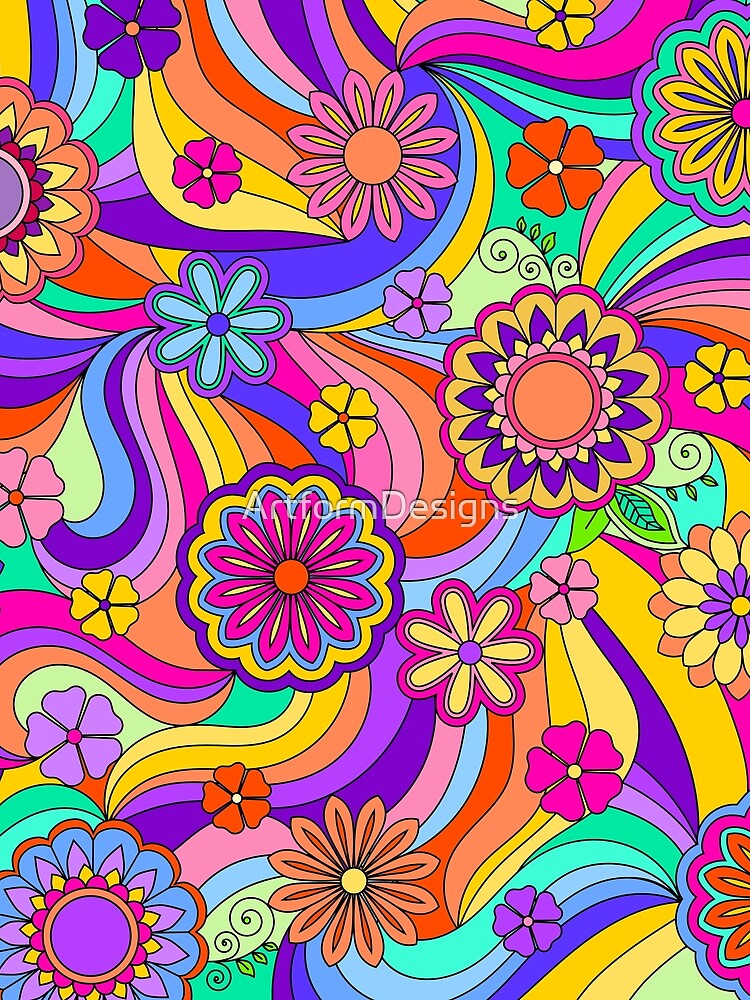Artwork view, Groovy Psychedelic Flower Power designed and sold by ArtformDesigns