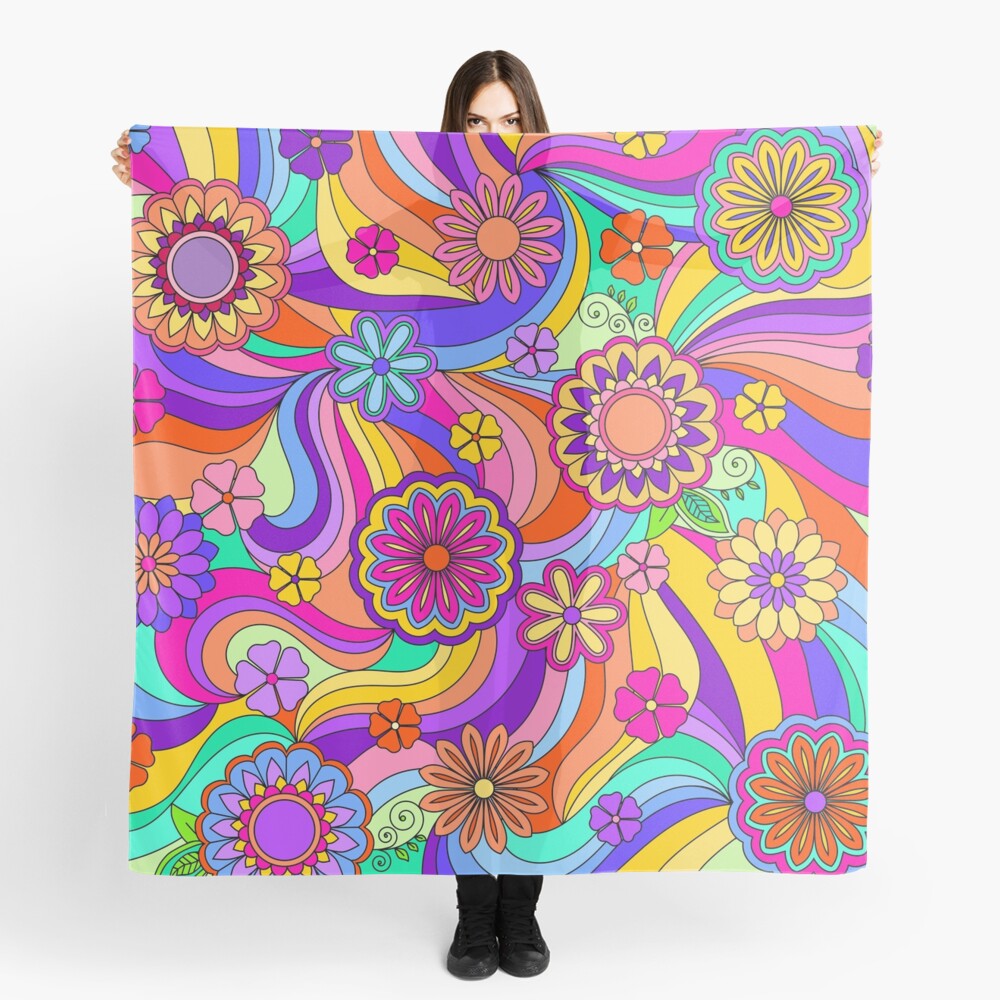 Groovy Psychedelic Flower Power Scarf