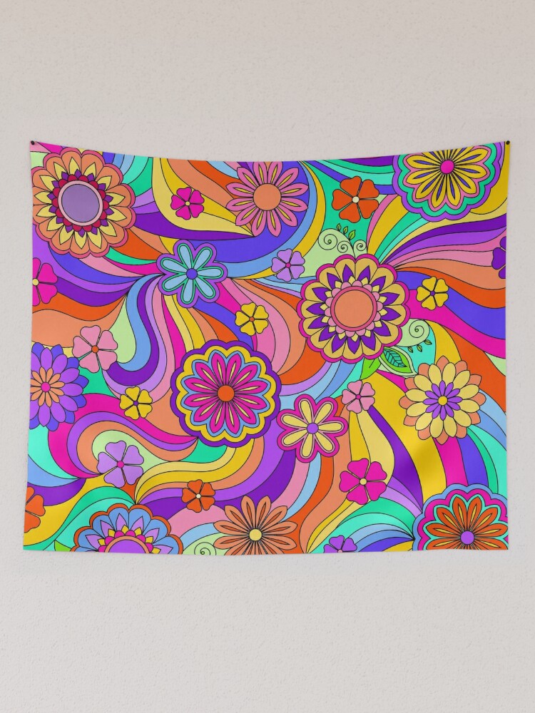 Purple Multicolor Cool Floral Mandala Hippie Tapestry Wall Hanging