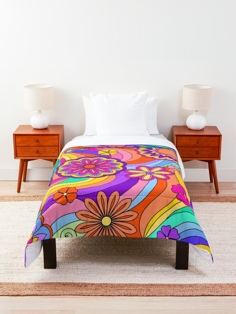 Alternate view of Groovy Psychedelic Flower Power Comforter