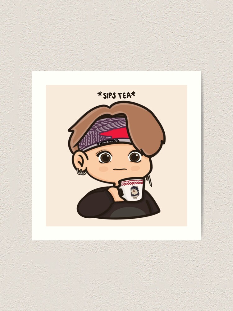 Bts V Sips Tea Meme Art Print For Sale By Aigobangtan Redbubble