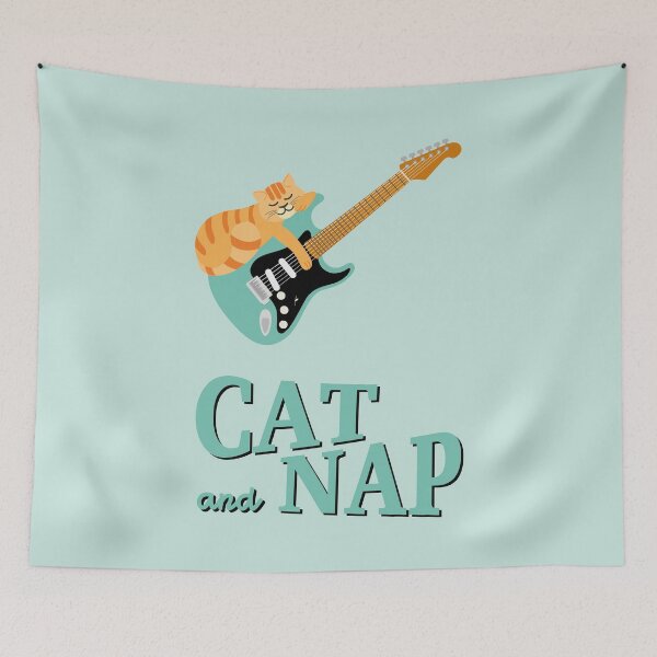 Item preview, Relaxed Cat on Guitar | Tabby | Catnap designed and sold by Fluffy-Vectors.