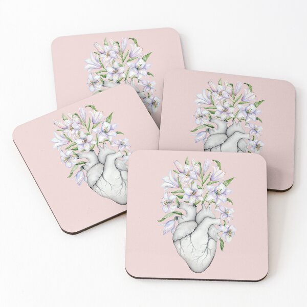 Item preview, Human Heart with Flowers: Blooming Anatomy, Anatomical Art, Floral Lilies Light Pink Doctor Christmas Gift designed and sold by osuariumfloreus.