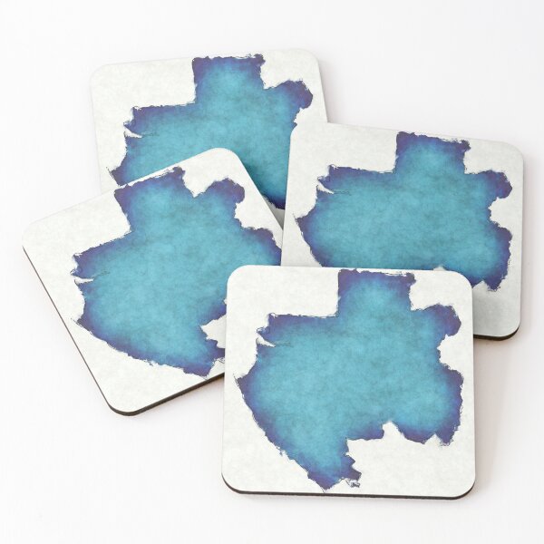 Item preview, Gabon map with drawn lines and blue watercolor illustration designed and sold by Ingo Menhard.