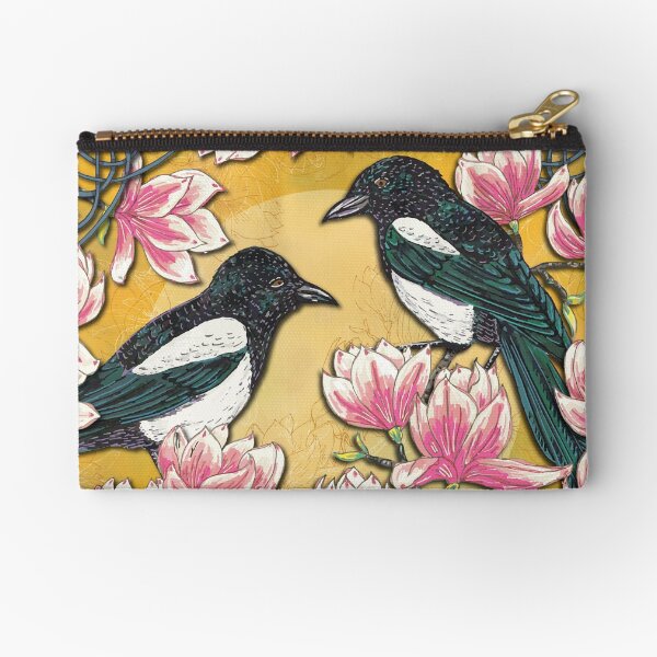 Celtic Magpies & Magnolias Zipper Pouch