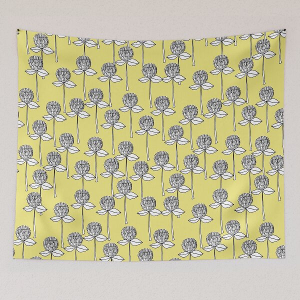 Item preview, white small globe amaranths on yellow background designed and sold by soisaowalak.