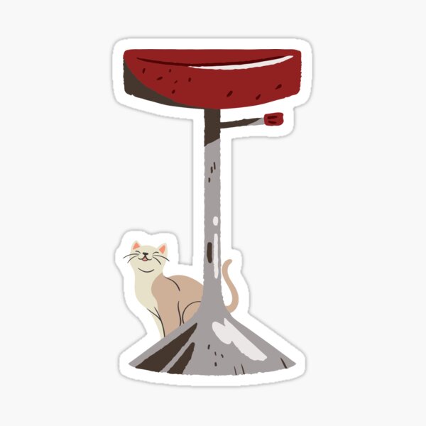 Midcentury Modern Cute American Diner Bar Stool and Cat Hipster Architecture Interior Design Sticker