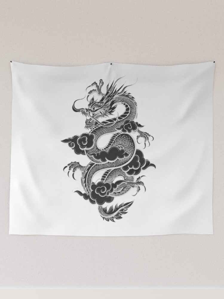 Black and white online dragon tapestry