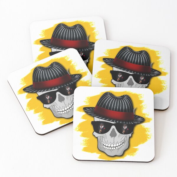 Item preview, Happy Mobster Skull with a Fedora Hat designed and sold by EpicArtVibe.