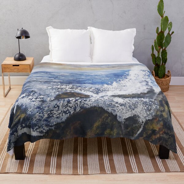 Item preview, Waves on rocks watercolor painting prints designed and sold by TextureTones.