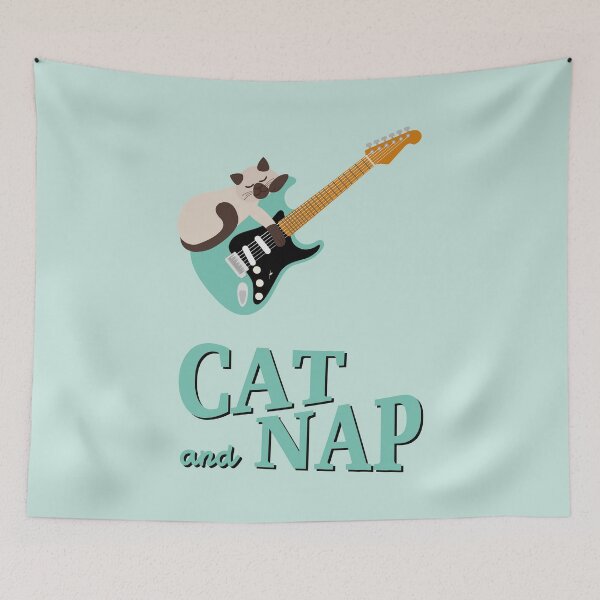 Item preview, Relaxed Cat on Guitar | Siamese | Catnap designed and sold by Fluffy-Vectors.