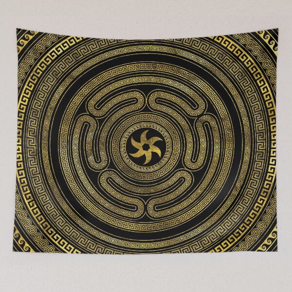 Item preview, Hecate Wheel Greek Key Black and Gold designed and sold by k9printart.