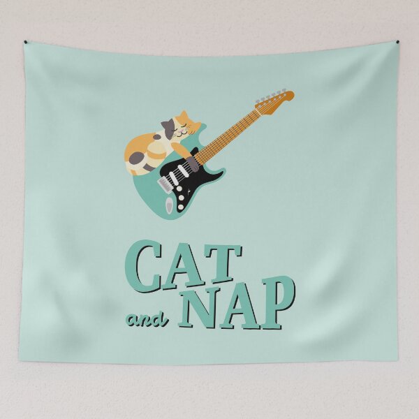 Item preview, Relaxed Cat on Guitar | Calico | Catnap designed and sold by Fluffy-Vectors.