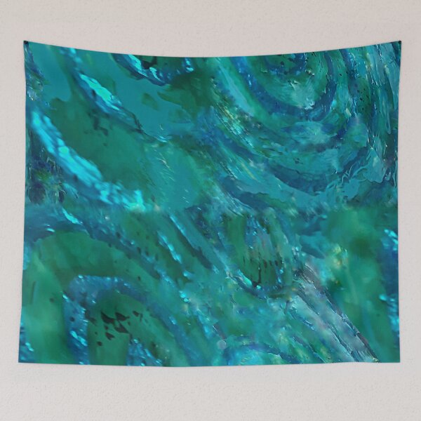 Item preview, spiral turquoise emerald aquamarine sea colors abstract designed and sold by Maria Mihailova.