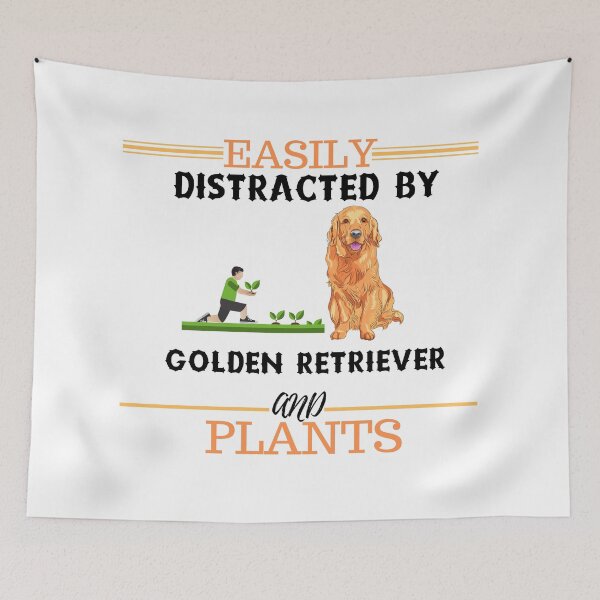 Item preview, Easily Distracted By GOLDEN RETRIEVER And Plants designed and sold by Martin-bivert.