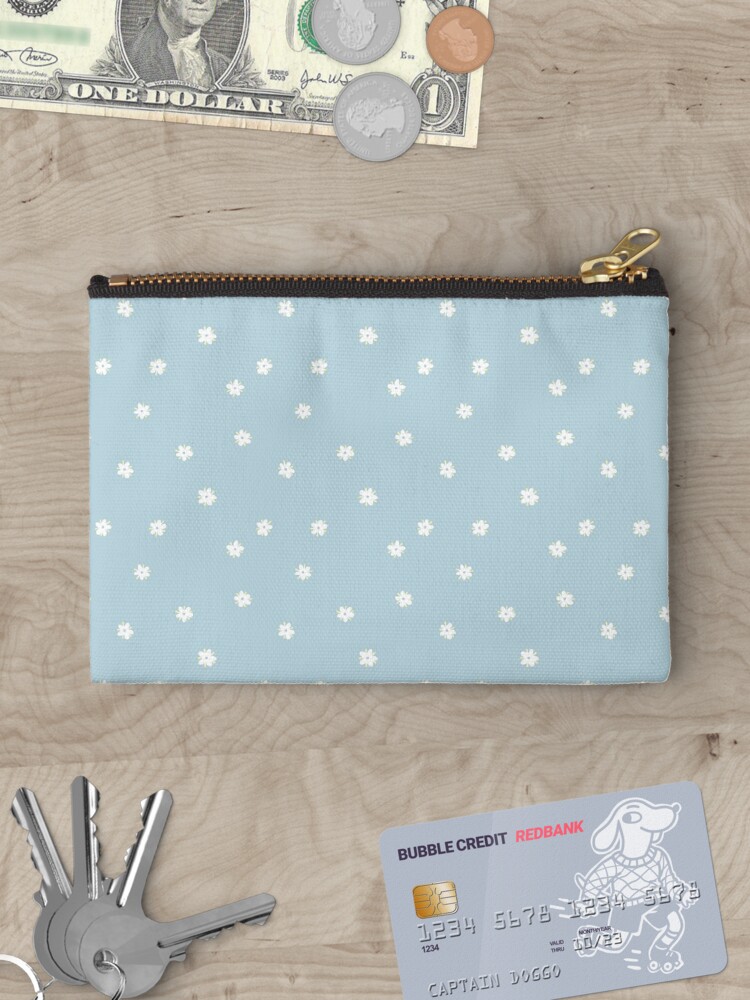 Thumbnail 3 of 4, Zipper Pouch, Elderflowers on baby blue, sparse designed and sold by yaelkisel.