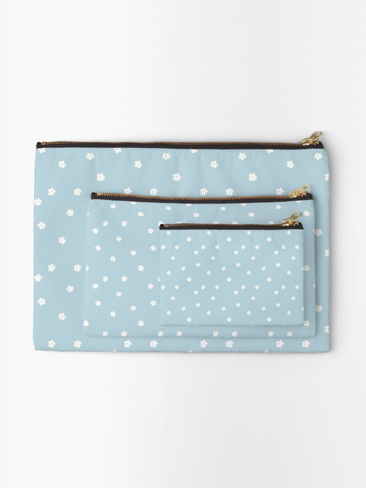 Alternate view of Elderflowers on baby blue, sparse Zipper Pouch
