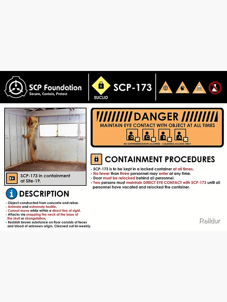 Clearance Level 2 Item # SCP-173 SP Secure. Contain. Protect. Special  Containment Procedures: Item SCP-173