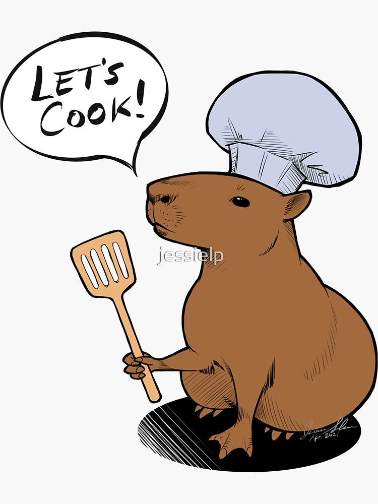 "Chef Capybara" Sticker for Sale by jessielp Redbubble