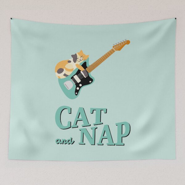 Item preview, Relaxed Cat on Surf Guitar | Calico | Catnap designed and sold by Fluffy-Vectors.