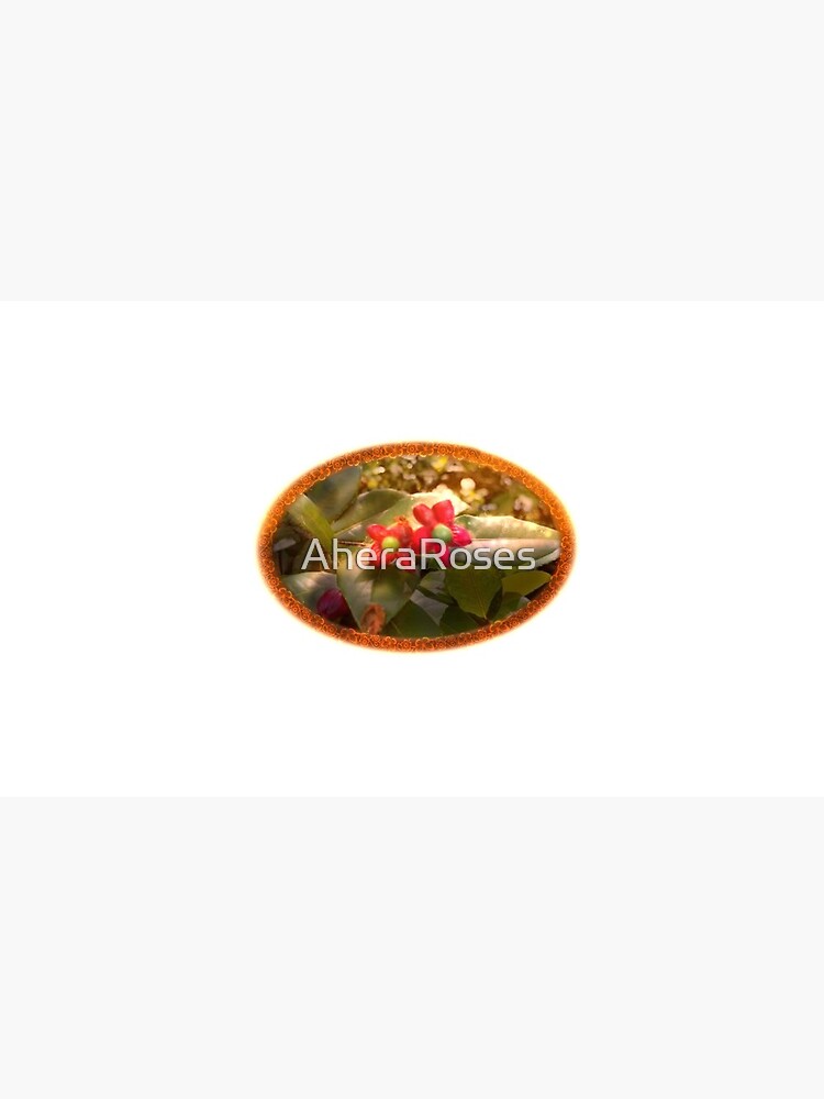 Thumbnail 6 of 6, Coffee Mug, Twin Red Ochna Serrulata Flowers with Golden Brown Framing designed and sold by AheraRoses.