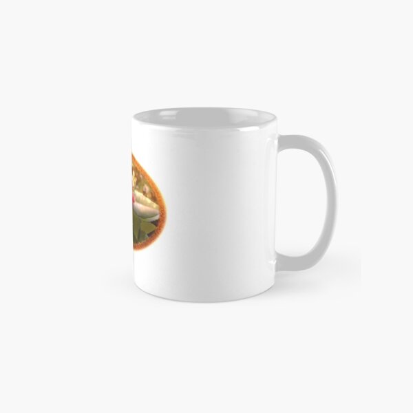 Twin Red Ochna Serrulata Flowers with Golden Brown Framing Classic Mug