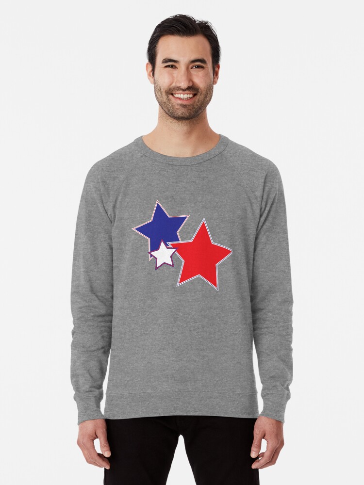red sweatshirt with white stars