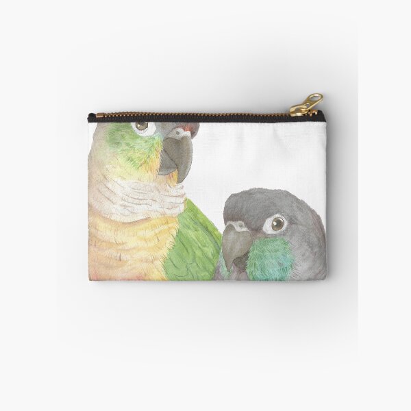 Item preview, Green-cheeked conure and turquoise conure watercolor portrait designed and sold by L'Atelier Oranjade.
