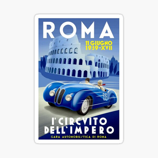 Impresión de carreras automáticas "ROMA VINTAGE GRAND PRIX" Pegatina