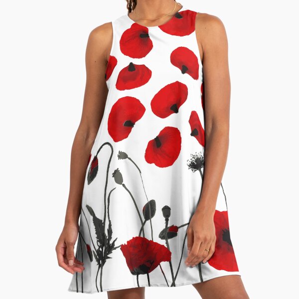 Modern Black and Red Flowers and Petals" A-Line Dress for Sale by  Blkstrawberry | Redbubble