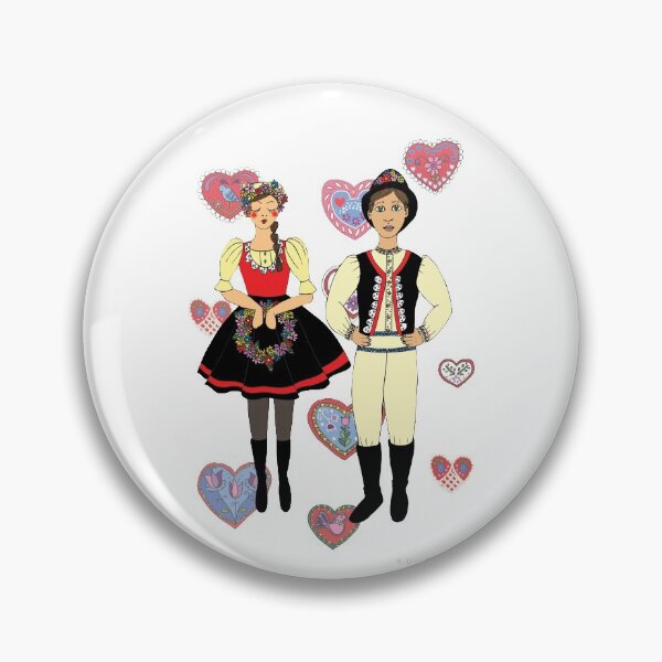 Item preview, Klara and Kuba, from Moravia, Czech folk boy and girl, folk hearts designed and sold by Folkiestore.
