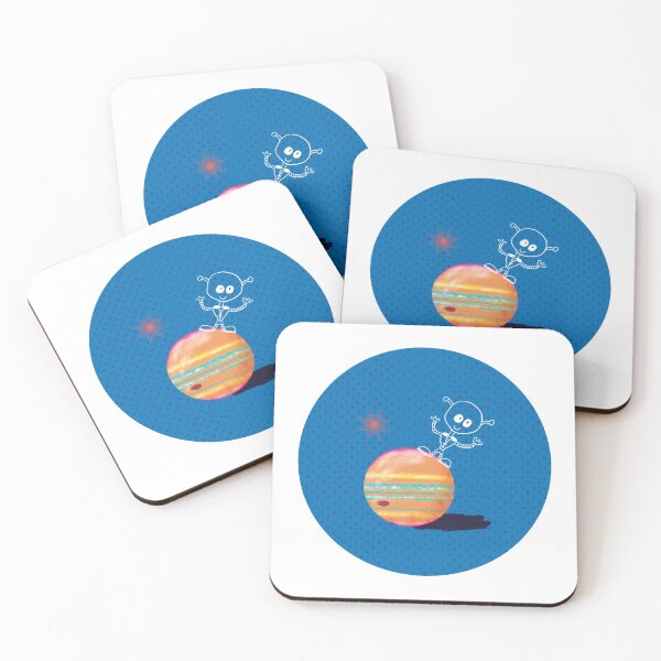Item preview, Jupiter moons – orange on blue pattern designed and sold by colorofmagic.