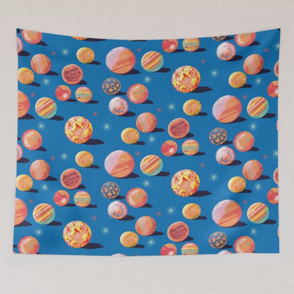 Item preview, Jupiter moons – orange on blue pattern designed and sold by colorofmagic.