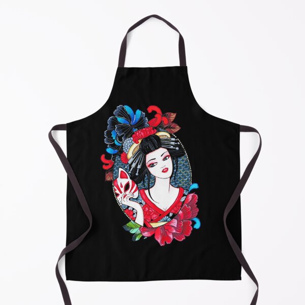 Item preview, Geisha and kitsune retro tatoo designed and sold by Petitelulu.