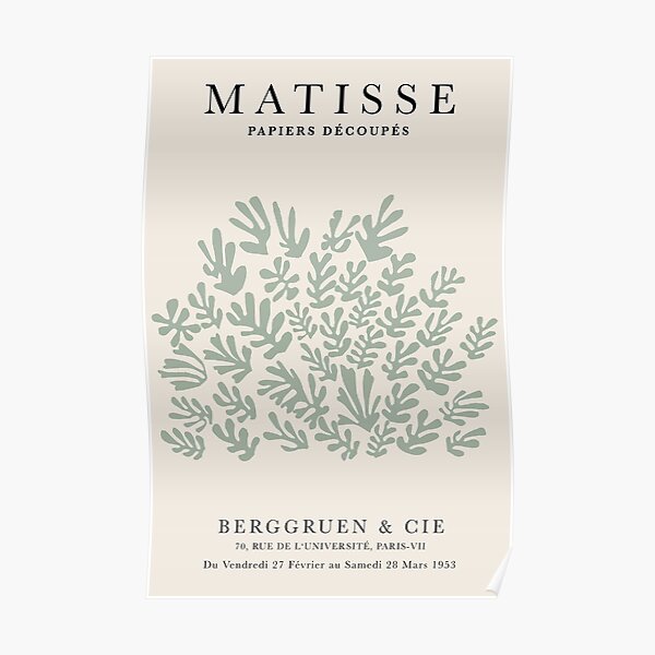 Henri Matisse Sheaf, Paper Decoupes Art Light Green, Matisse Cutout's Poster