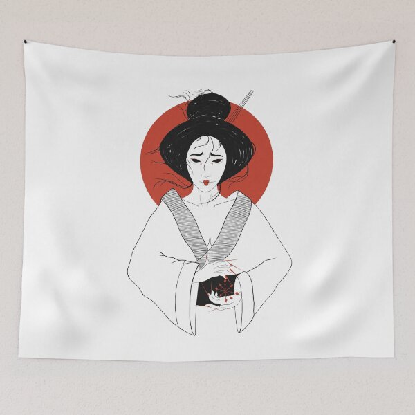 Item preview, Yuki Onna Yokai / Japanese Snow Woman - Japanese Yokai / Japanese Mythology (Black Outline) designed and sold by Diamantina-ai.