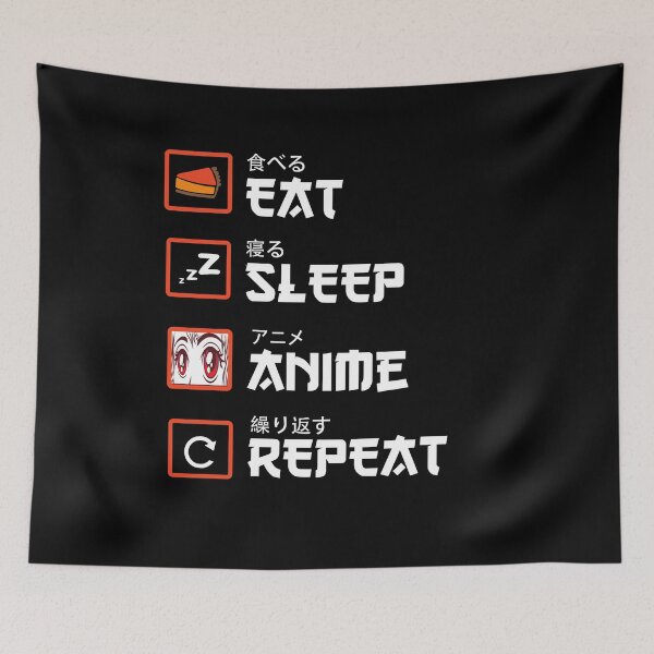 Item preview, Eat Sleep Anime Repeat - Kawaii Otaku Japan Kanji designed and sold by Ibu83.