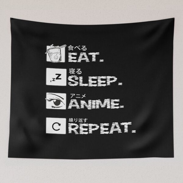 Item preview, Eat Sleep Anime Repeat - Kawaii Otaku Japan Kanji designed and sold by Ibu83.
