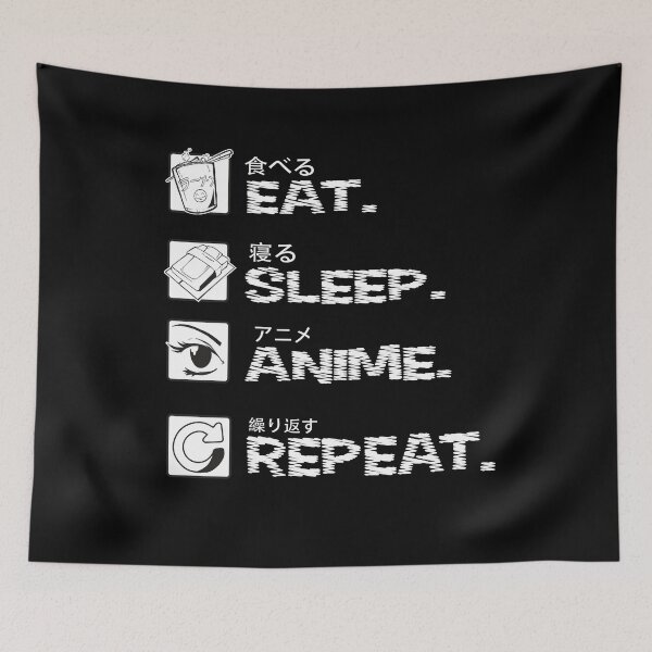 Item preview, Eat Sleep Anime Repeat - Kawaii Otaku Japan Kanji designed and sold by Ibu83.