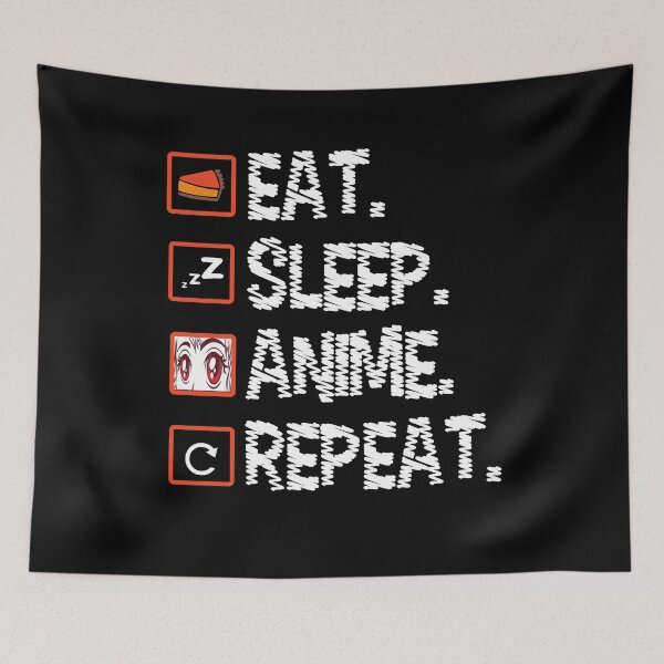 Item preview, Eat Sleep Anime Repeat - Kawaii Otaku Japan Kanji designed and sold by Ibu83.