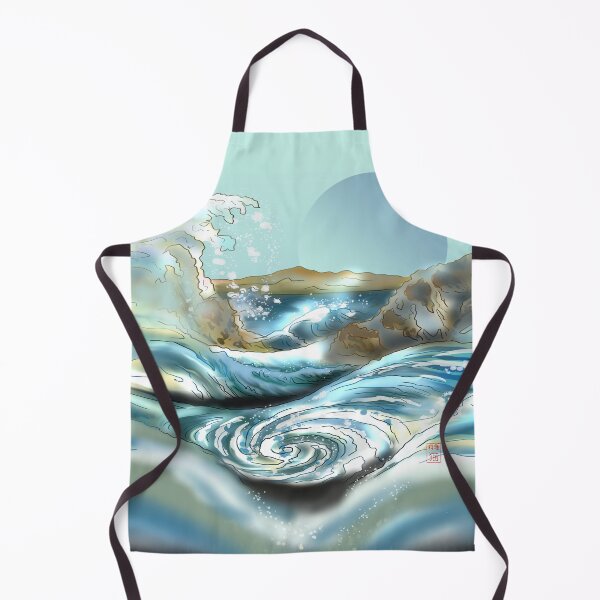 Item preview, Japanese wave and whirlpool rapids with a blue moon designed and sold by CuisineCat.