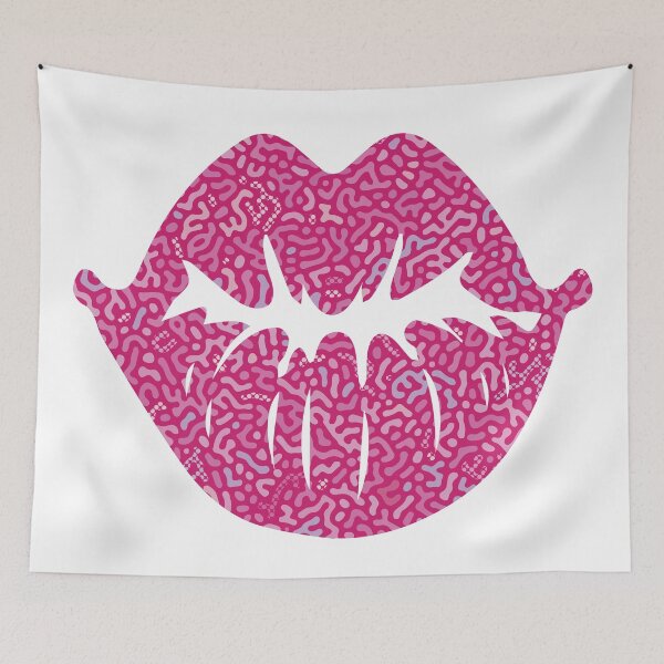 Item preview, Pucker Up-Turing Pattern-In your face pink lip kiss designed and sold by Annette Chabidon Studio.