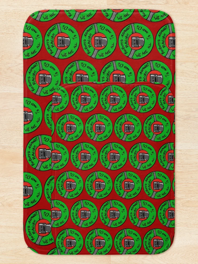 Thumbnail 5 of 6, Bath Mat, Robots Against Racism designed and sold by SamIsWhat8.