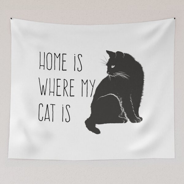 Item preview, home is where your cat is funny quote for cat lovers black designed and sold by mikrocosmox.