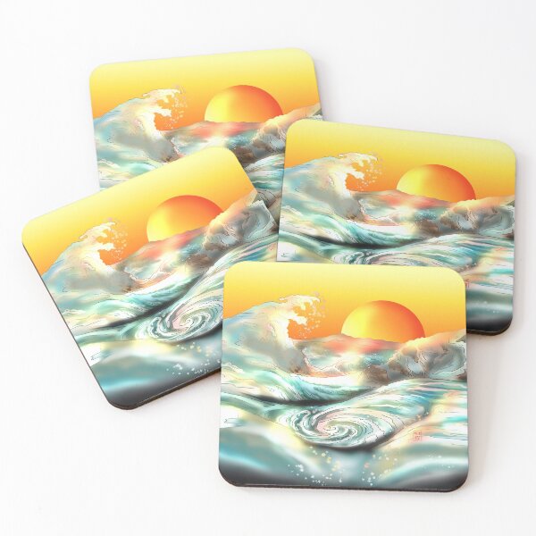 Item preview, Japanese wave and whirlpool rapids at sunset designed and sold by CuisineCat.