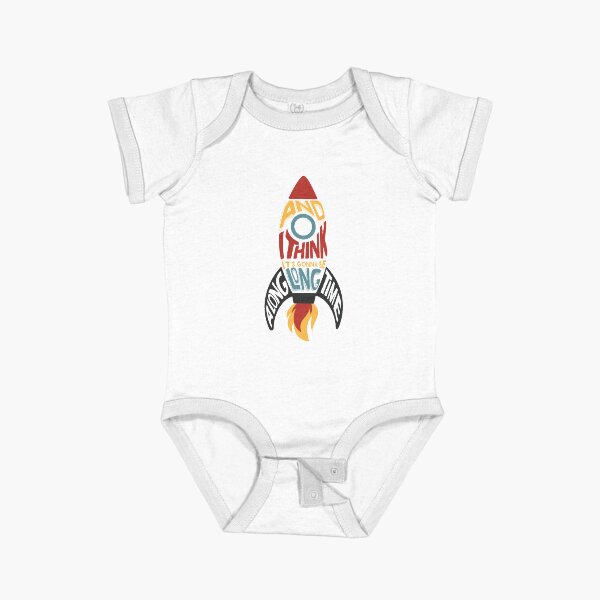 rocketman calligram Baby One-Piece