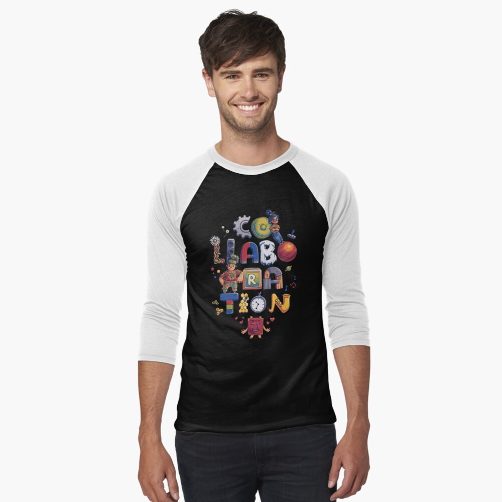 Vista previa del artículo con la obra «Camiseta ¾ estilo béisbol», diseñado y vendido por Geekydog.