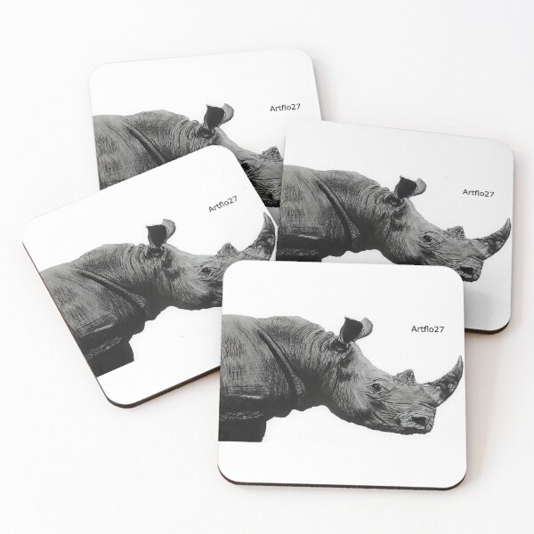 Item preview, Rhinoceros white background designed and sold by Artflo27.