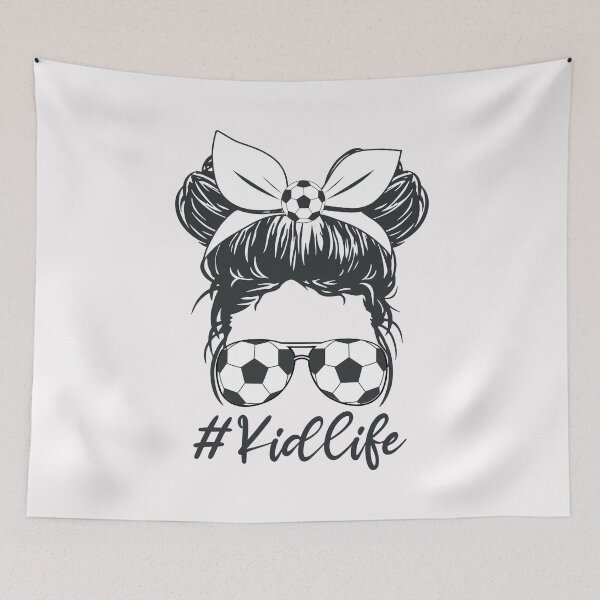 Item preview, Soccer Kid Life Messy Bun Skull with Sunglasses Funny Soccer Lover Girls and Kids  designed and sold by clothesy7.