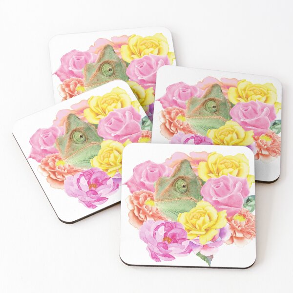 Item preview, Chameleon with Watercolor Flowers designed and sold by BeeBuzzed.